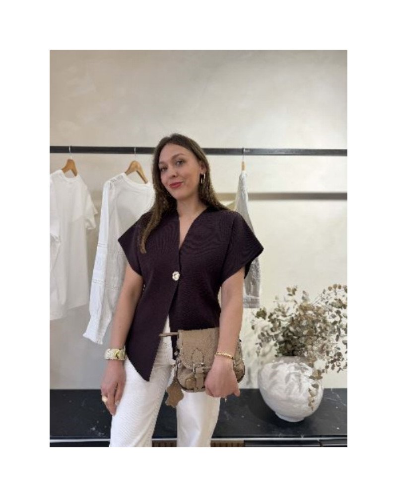 Haut maille croisé marron