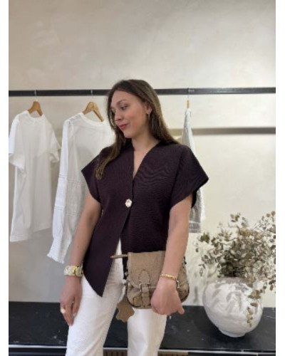 Haut maille croisé marron