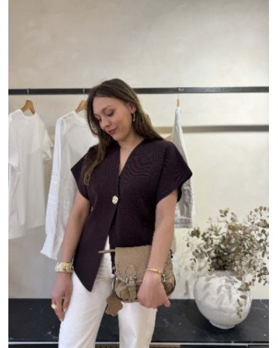 Haut maille croisé marron