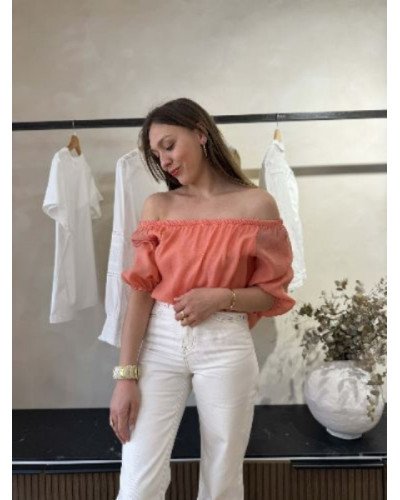 Blouse fluide elastiquée - Orange