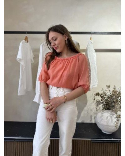 Blouse fluide elastiquée - Orange