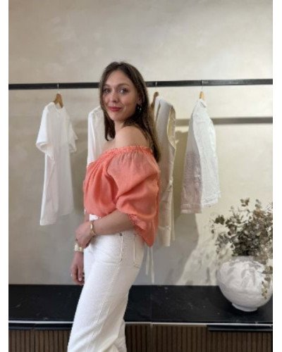 Blouse fluide elastiquée - Orange