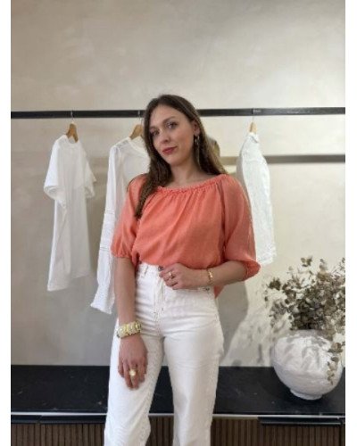 Blouse fluide elastiquée - Orange