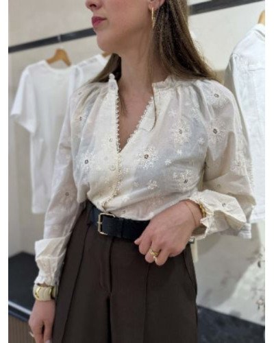 Blouse broderie écru