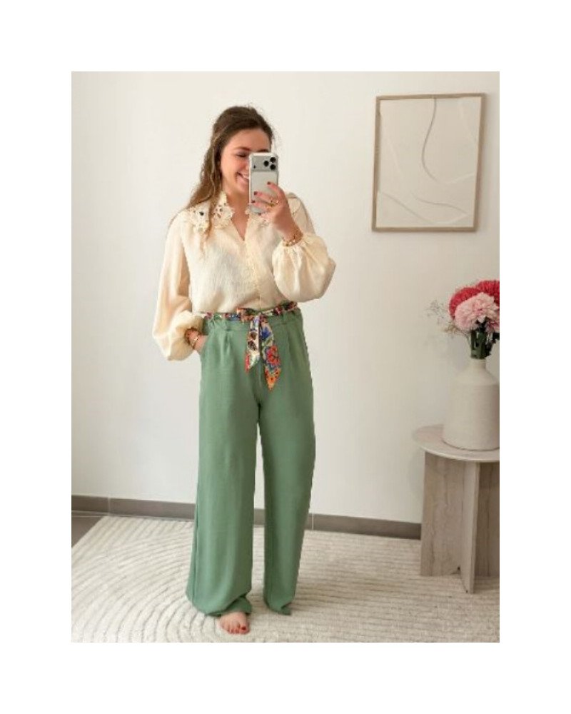 Pantalon fluide - Vert eucalyptus