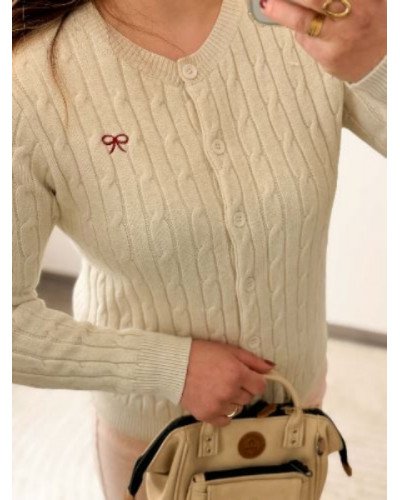 Pull gilet noeud bordeau 