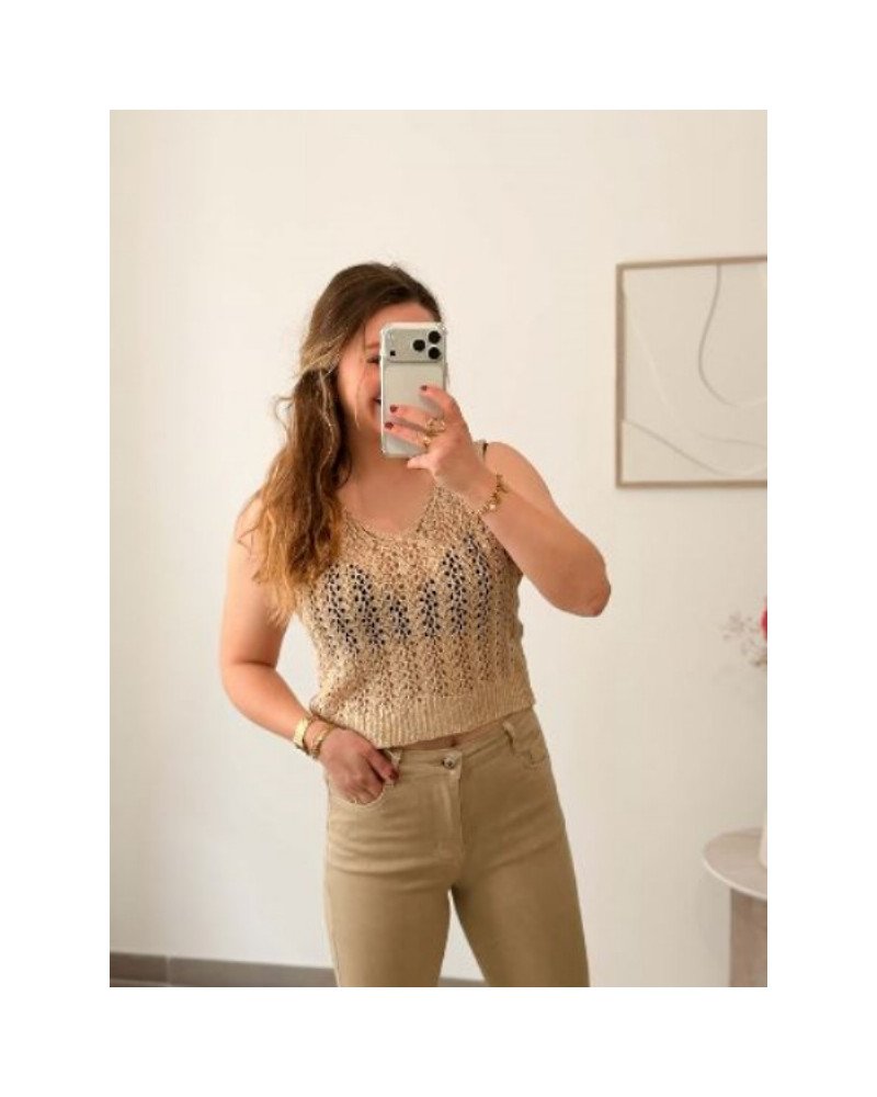 Débardeur maille doré
