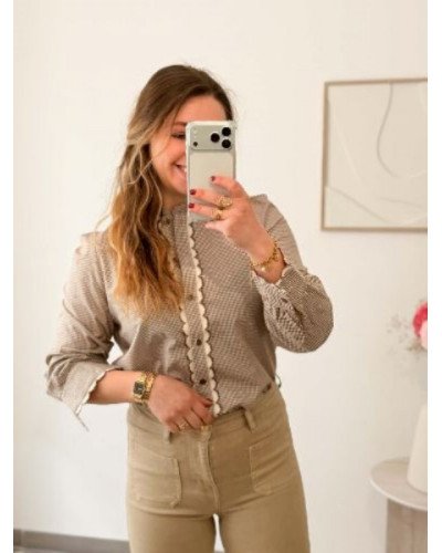 Pantalon flare crop - Beige