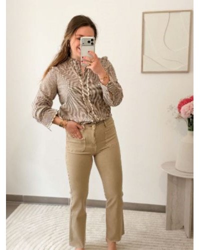 Pantalon flare crop - Beige