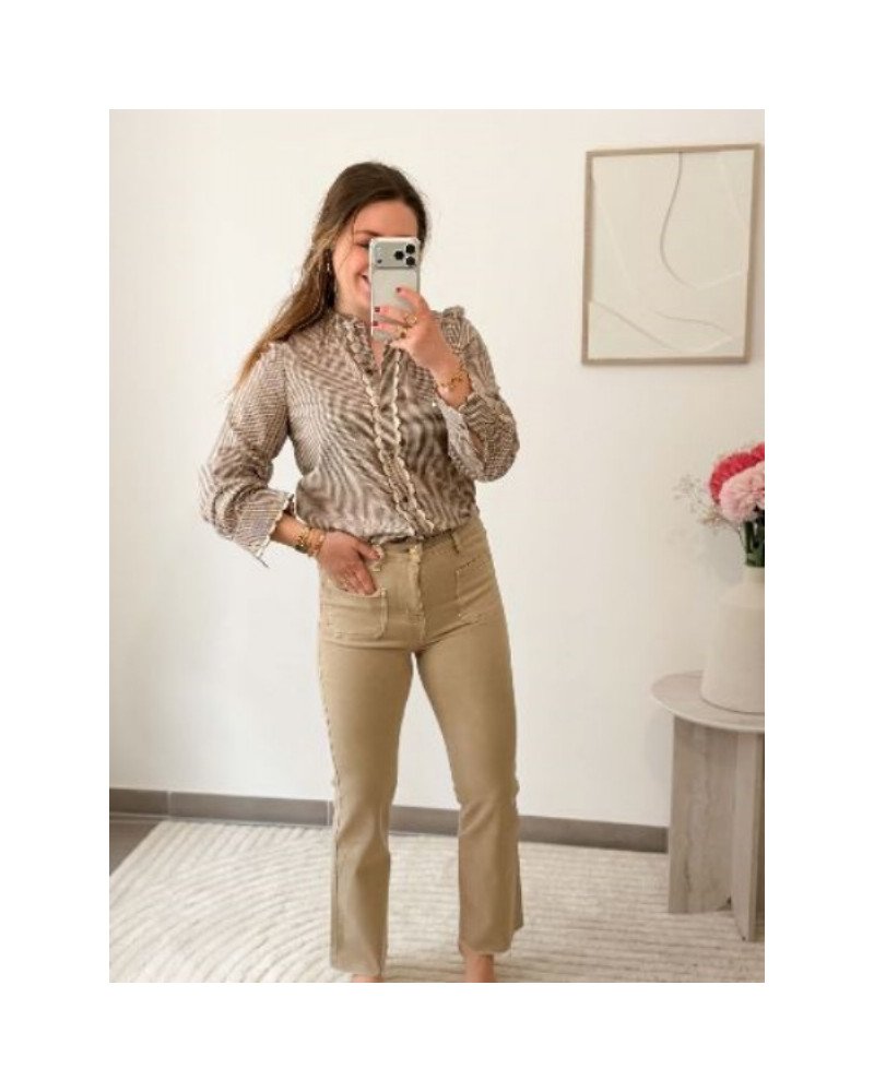 Pantalon flare crop - Beige