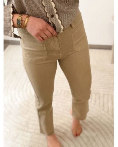 Pantalon flare crop - Beige
