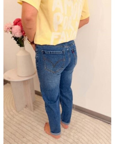 Jean mom denim foncé