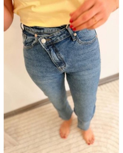 Jean denim à double boutons