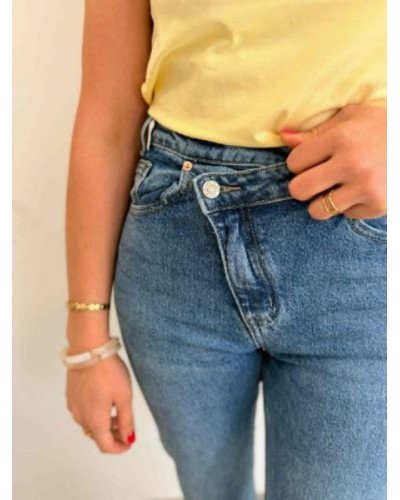 Jean denim à double boutons