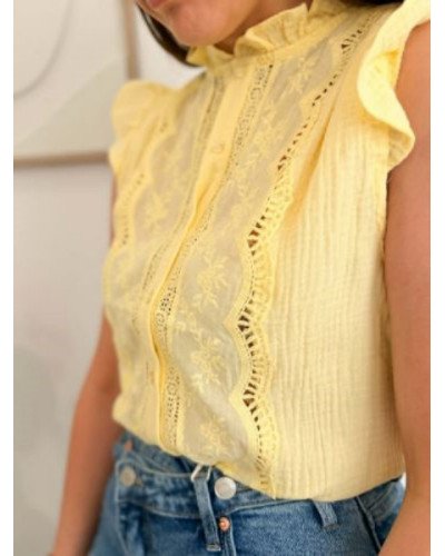 Blouse dentelle jaune