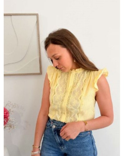 Blouse dentelle jaune