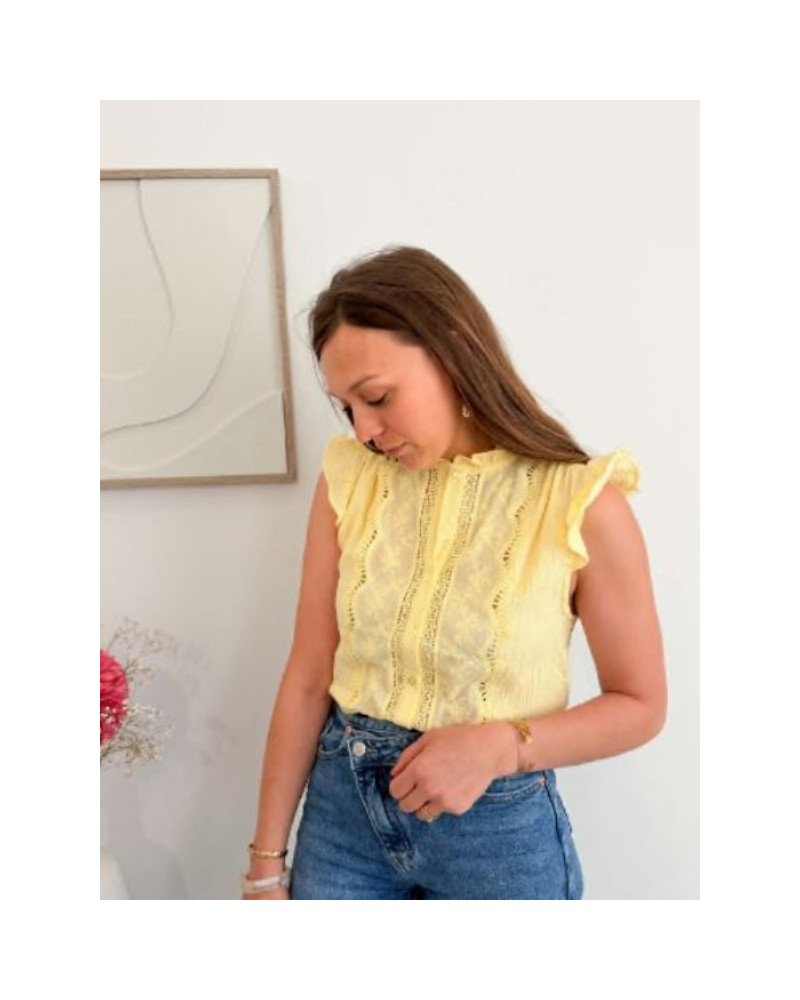 Blouse dentelle jaune
