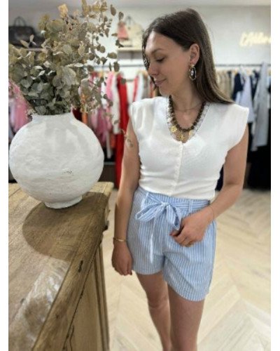 Short à rayures bleu et blanc