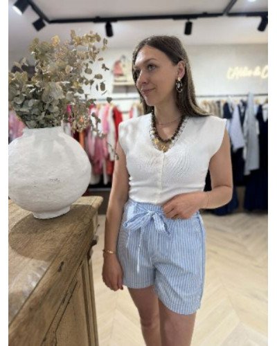 Top blanc col dentelle