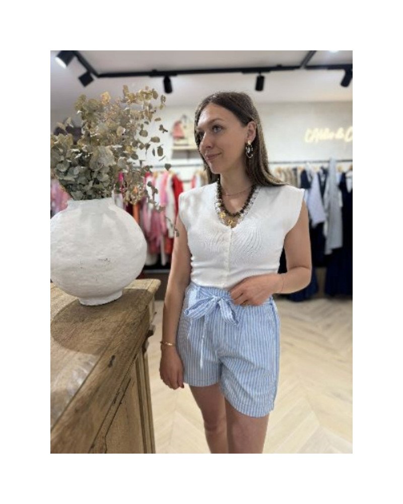 Top blanc col dentelle