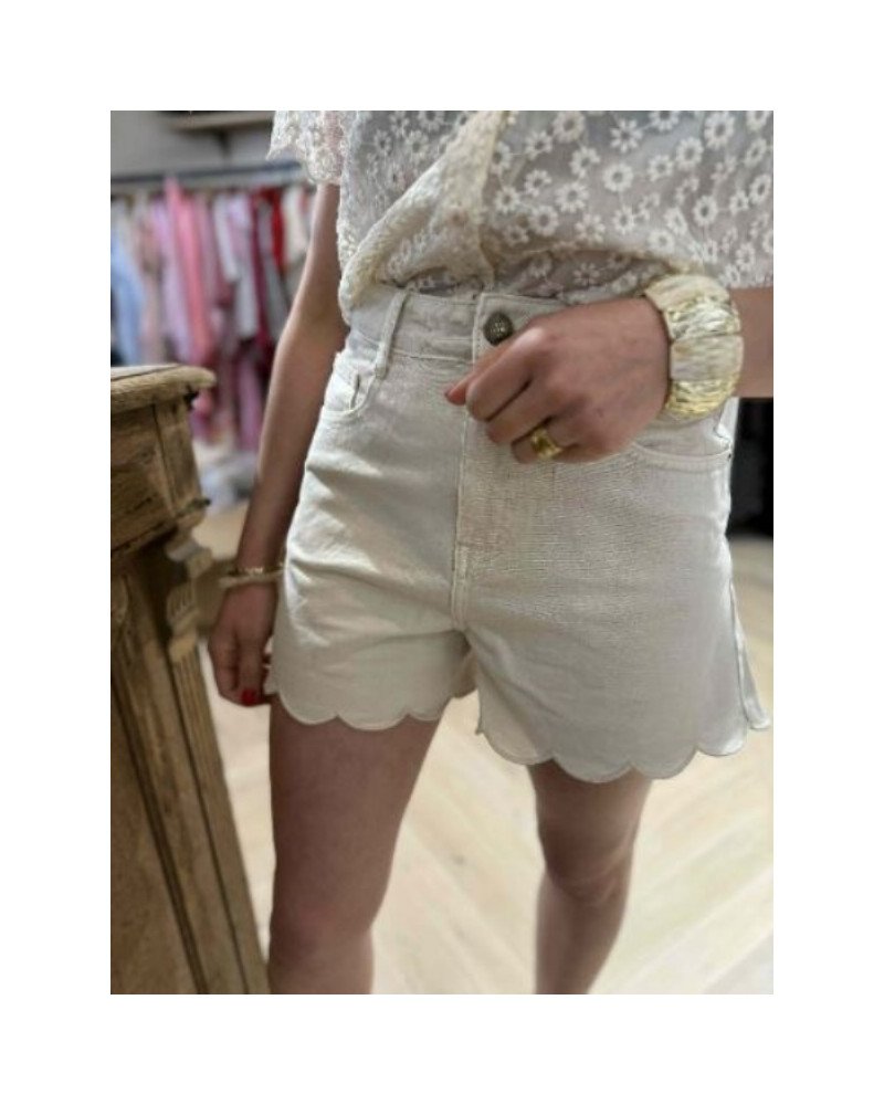 Short beige cotelé
