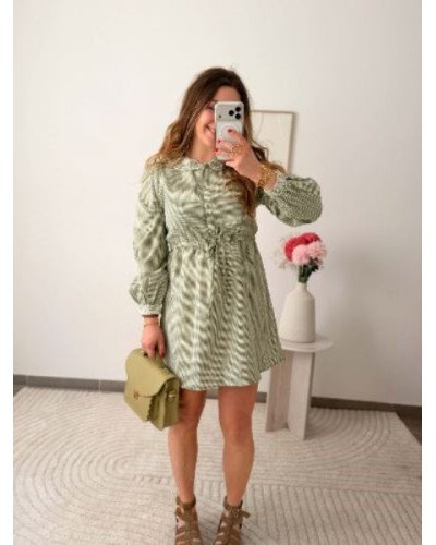 Robe vichy kaki