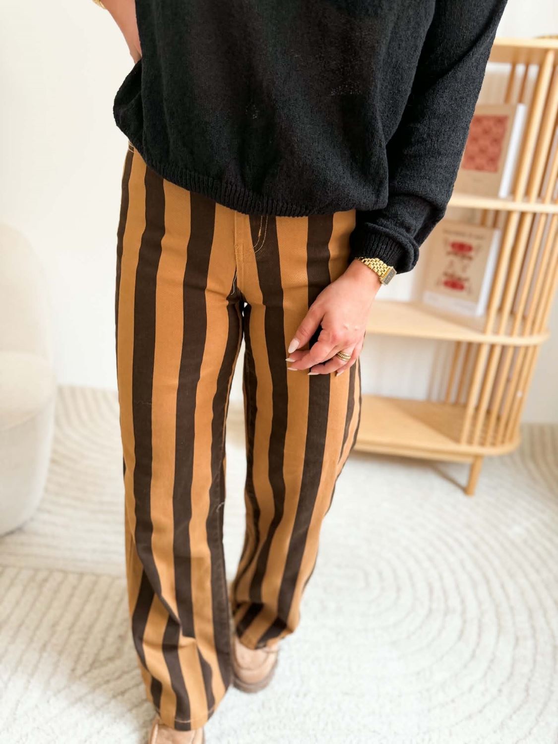 Pantalon rayé - Choco/Moka