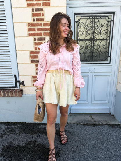 Short en jean beige