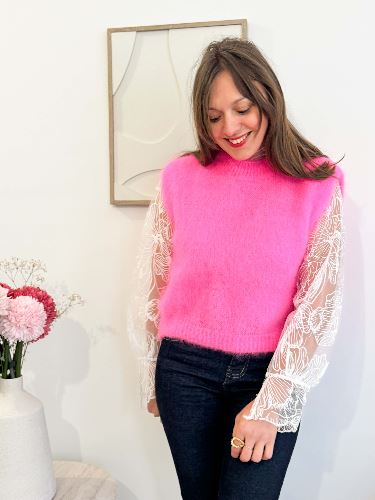 Pull manches courtes - Fushia