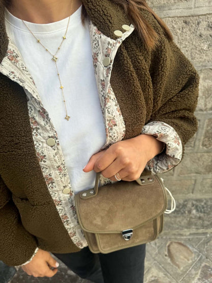 Veste bouclette kaki reversible