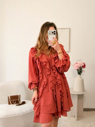 Robe à volants - Vieux rose