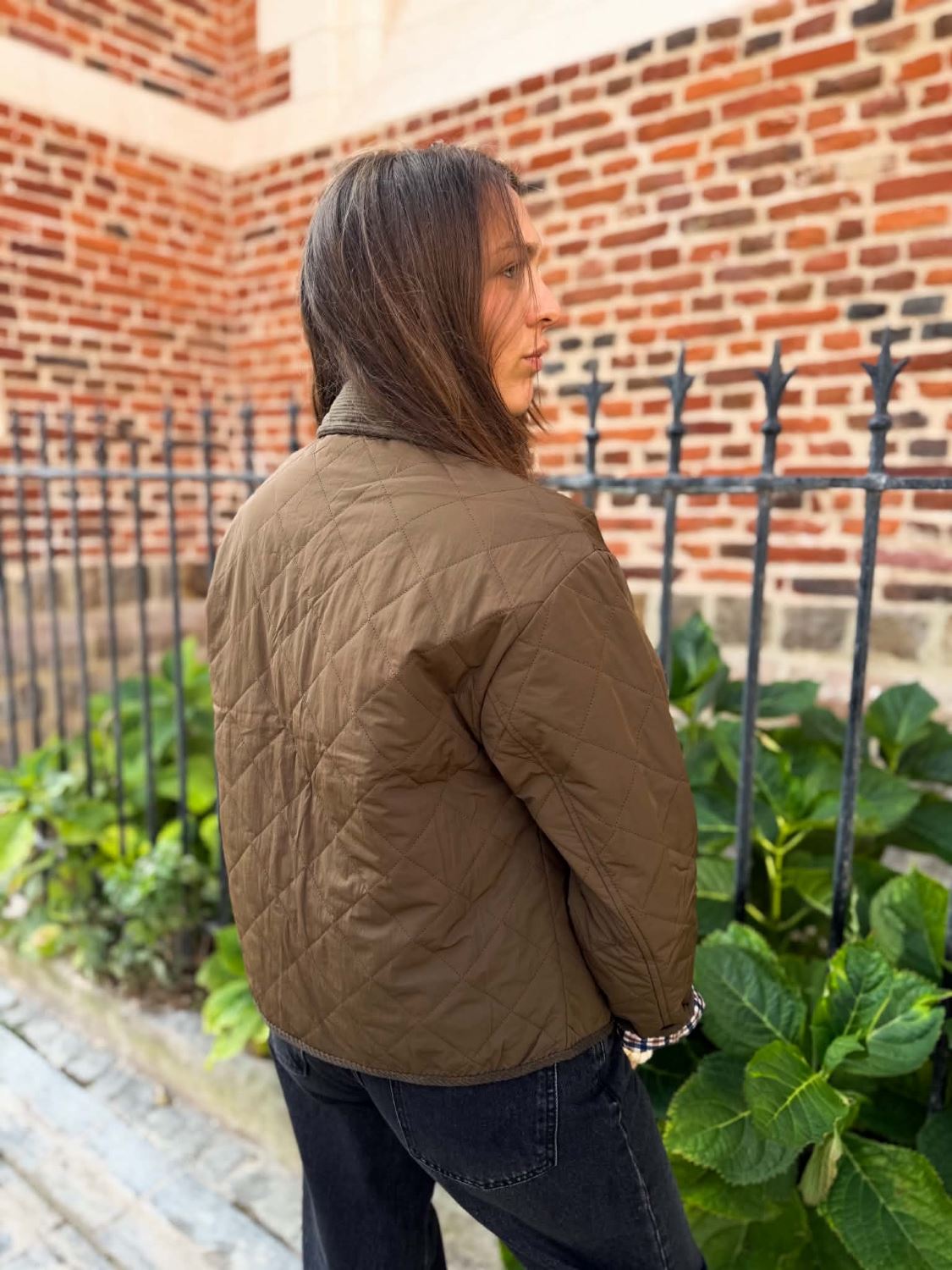 Veste matelassée marron carreaux
