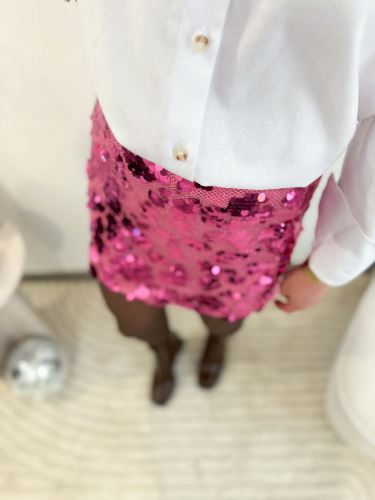 Jupe paillettes rose