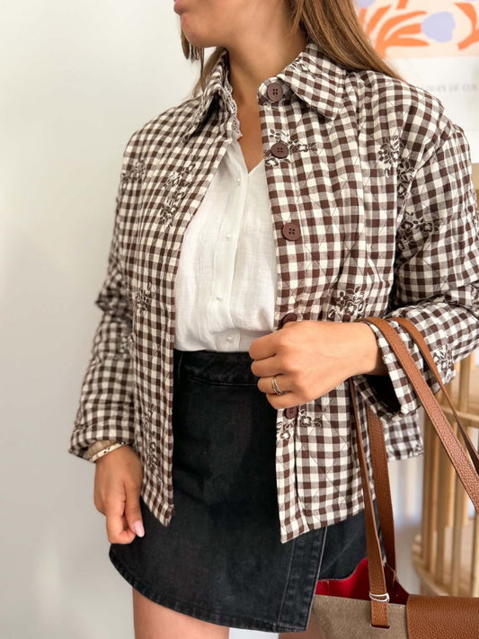 Veste vichy marron