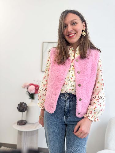 Veste bouclette rose