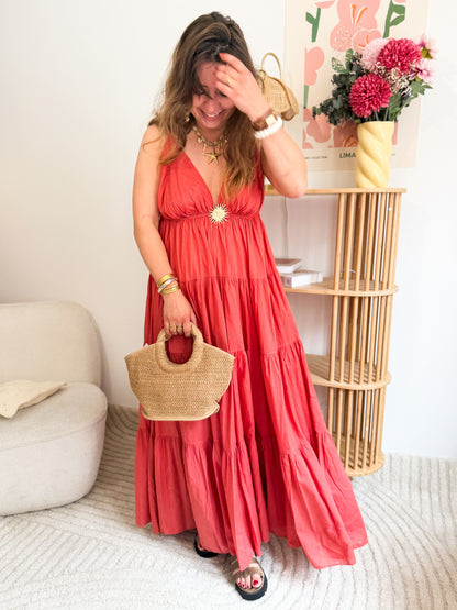 Robe longue soleil terracotta