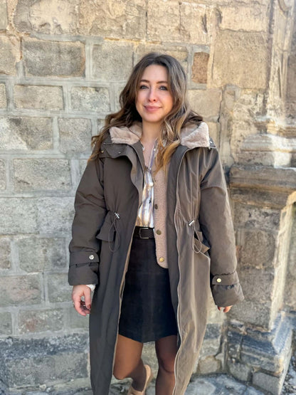 Manteau long fourré - Chocolat