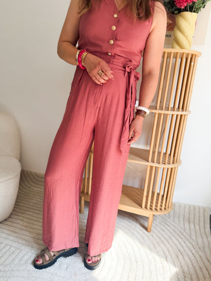 Combinaison fluide vieux rose