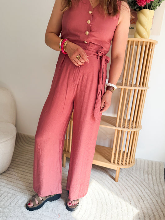Combinaison fluide vieux rose