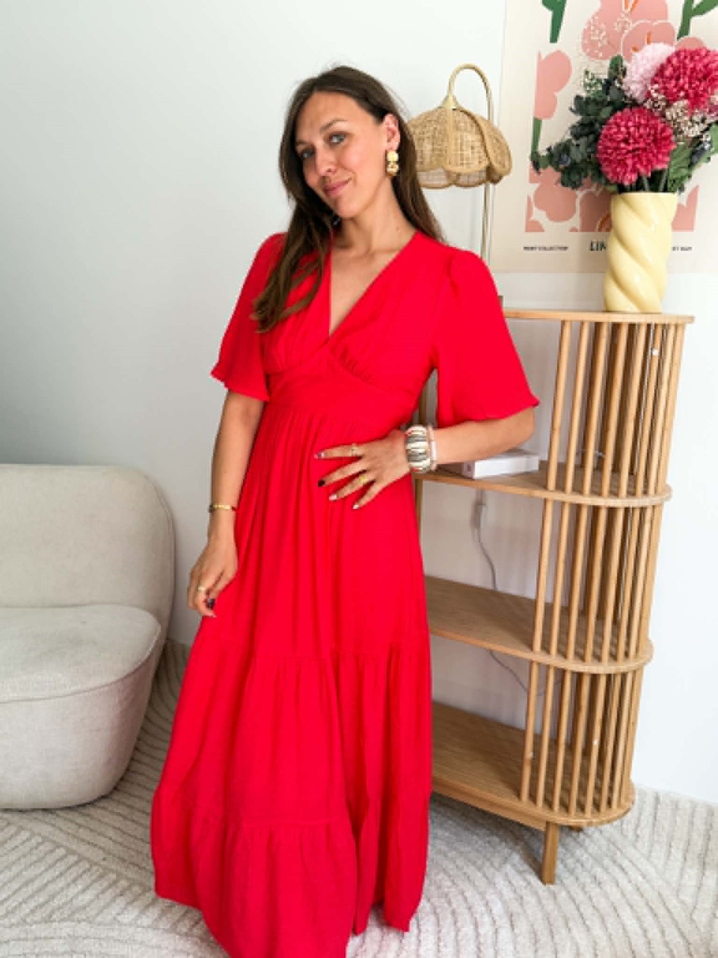 Robe longue corail
