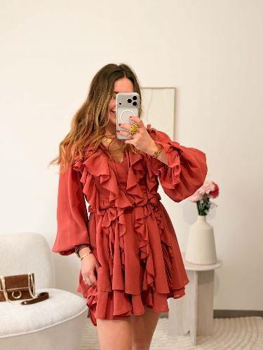 Robe à volants - Vieux rose