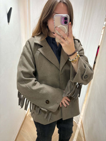 Manteau franges - Taupe