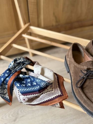 Foulard camel et marine - Cynthia