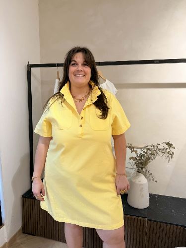robe jean jaune pastel