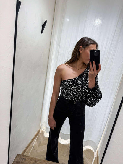 HAUT SEQUINS ARGENTE