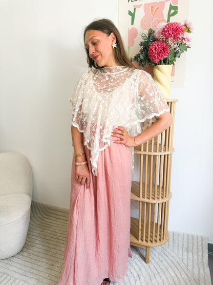 Jupe longue fluide - Rose pastel