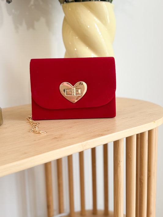 Pochette de soirée velour rouge