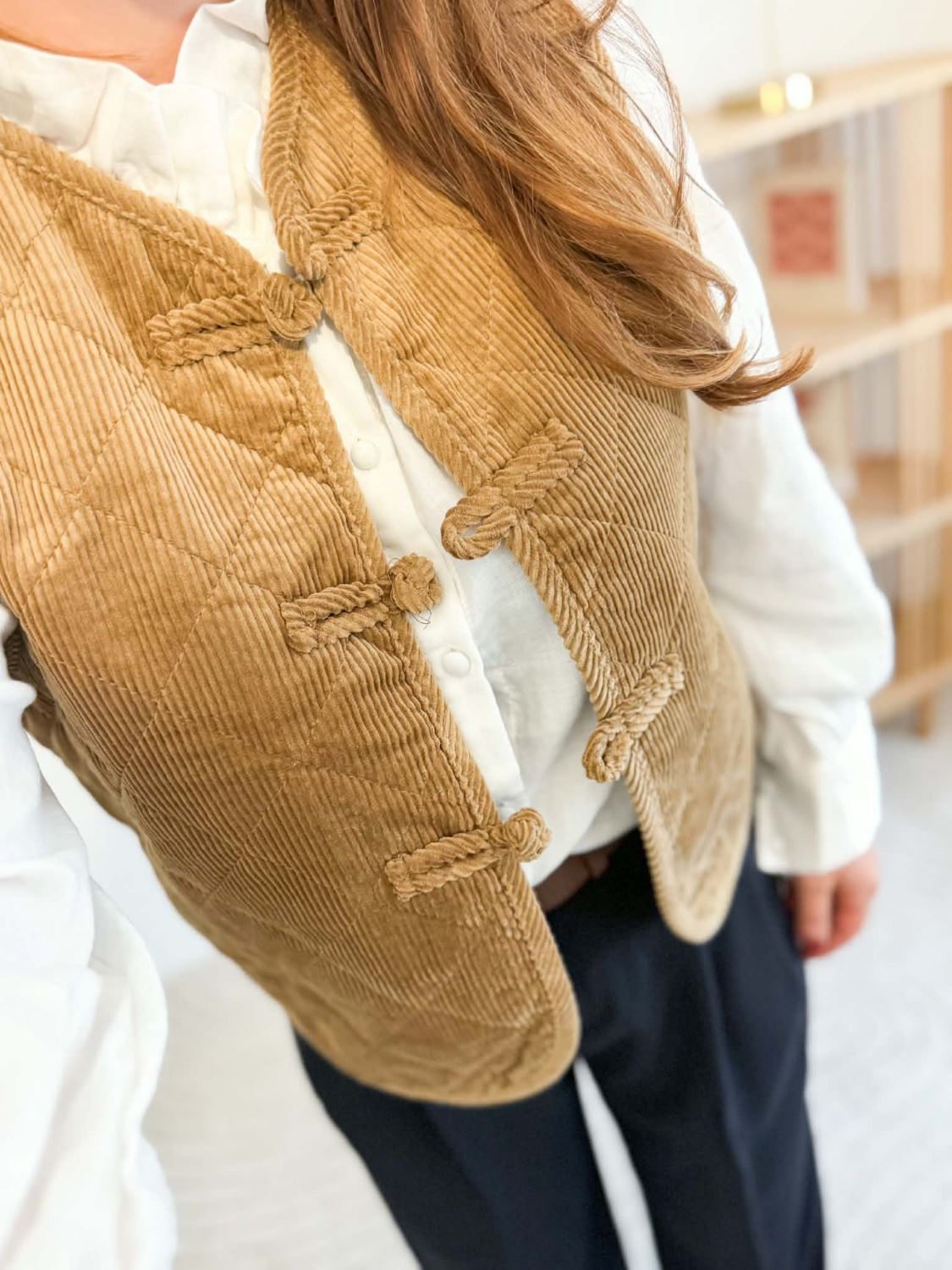 Veste matelassée velours - Camel