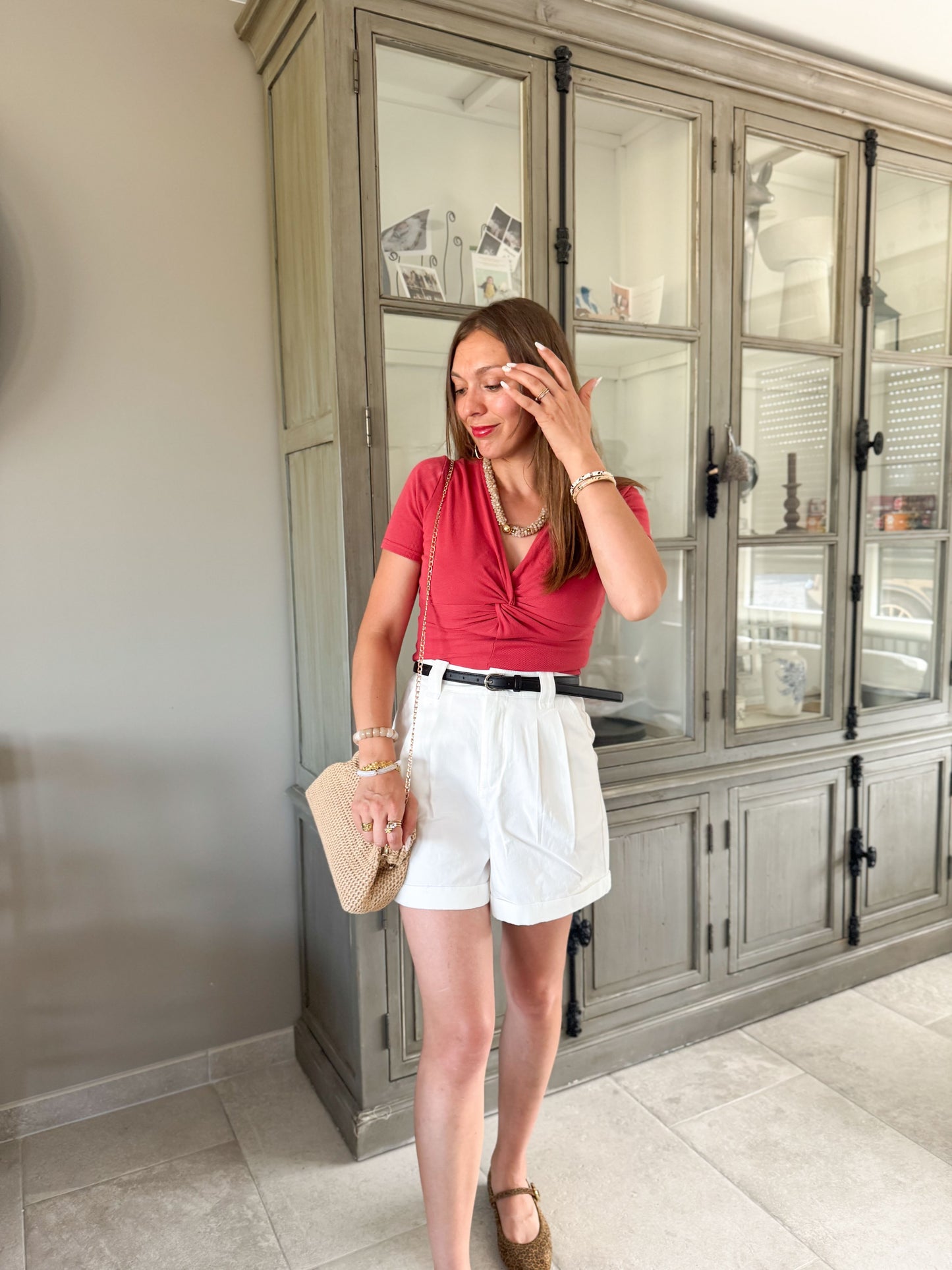 Short coton blanc