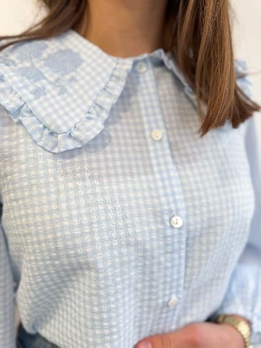 Chemisier vichy bleu ciel